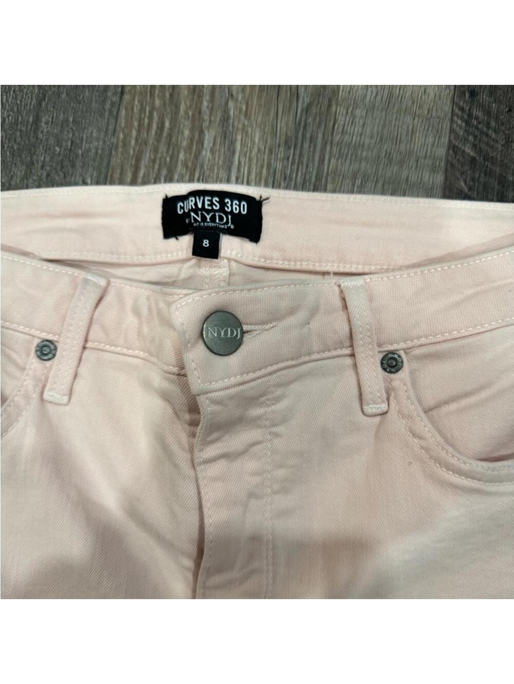 NYDJ Curves 360 Pastel Pink Slim Straight Stretch Ankle Length Jeans- Size 8 - Picture 3 of 8